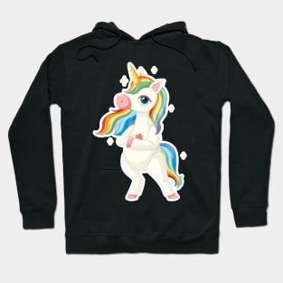 Cute Unicorn with rainbow unicorn cartoon Hoodie